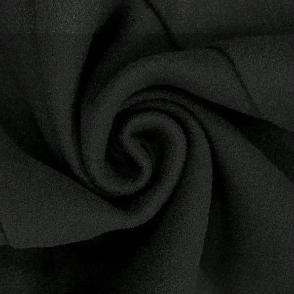 Black Casual Women's Plus Size Plain Double Breasted Pocket Long Sleeve Overcoat - Picture 4 of 6